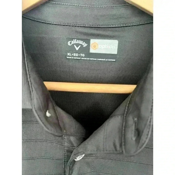 Callaway Opti-Dri Golf Ribbed Charcoal Short Sleeve Mens Polo Shirt XL Large - Picture 3 of 6